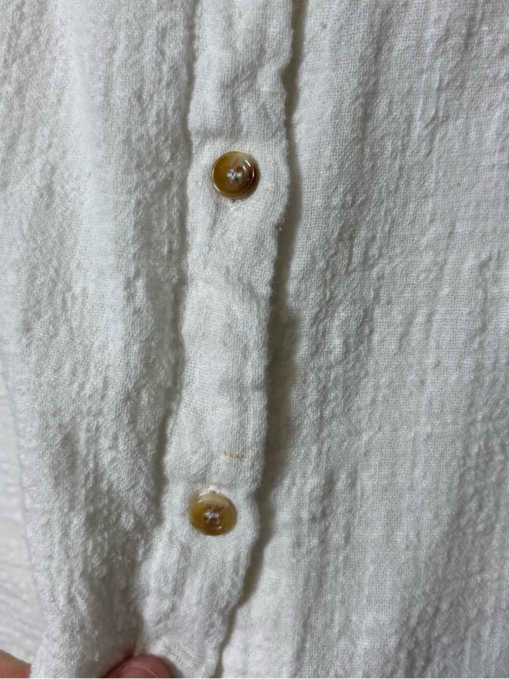 Coastal Button Down Top Womens Medium White Pockets Beach Travel Textured Resort - Picture 7 of 9